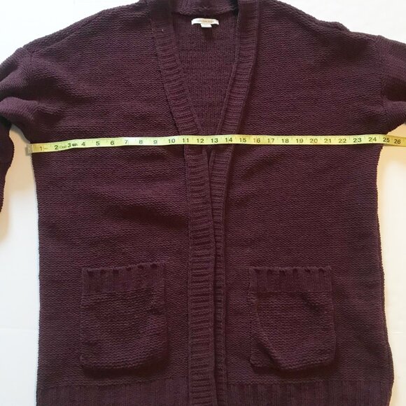 AMERICAN EAGLE AE Long Open Front Knit Cardigan Knit Burgundy Womens Small - Picture 7 of 9